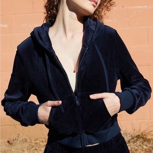 Brandy Melville velour cropped zip up